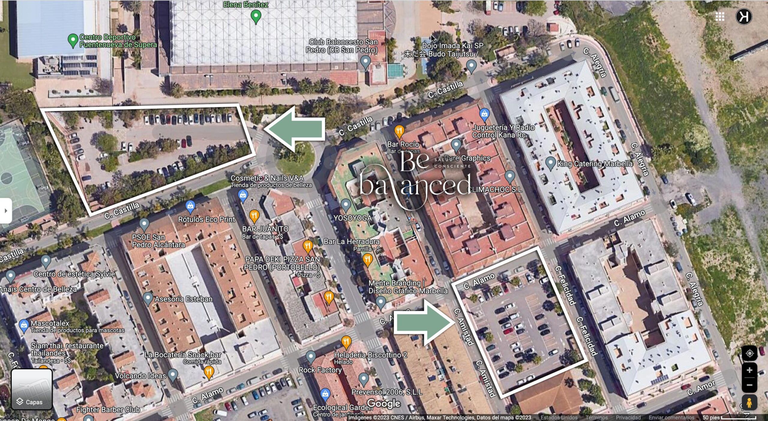 Donde estacionar cerca del centro de salud Be Balanced